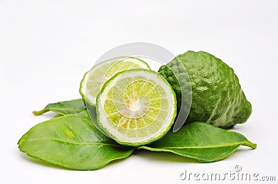 Three leech lime fruits isolated Stock Photo