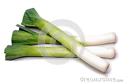 Three leeks Stock Photo