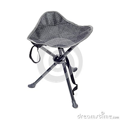 Three-legged tourist portable chair Stock Photo