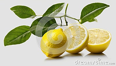 Three lemons on a white background Stock Photo