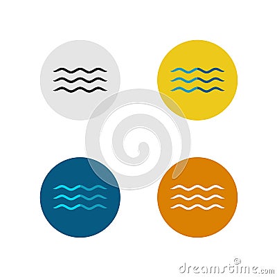 Three lines simple water sea waves icon Vector Illustration