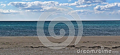 Three lines of sky, sea and sand Stock Photo