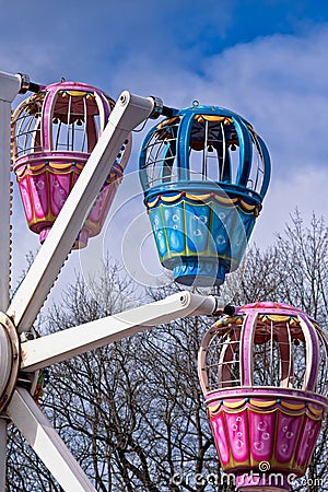 Three Little Cabins Of A Ferris Wheel Stock Photo