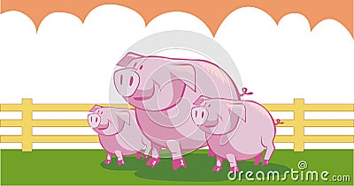 Three little pigs Vector Illustration