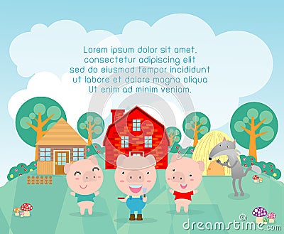 Three little pigs background,vector illustration. Vector Illustration
