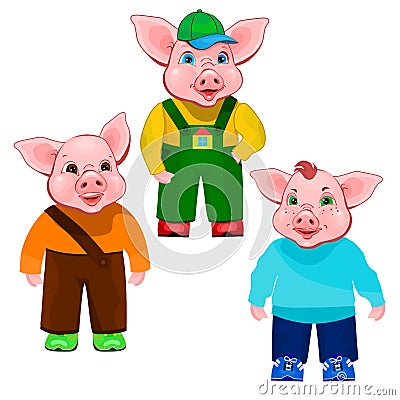 Three little pigs Vector Illustration