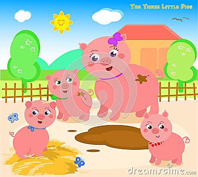 The three little pigs 1 Vector Illustration