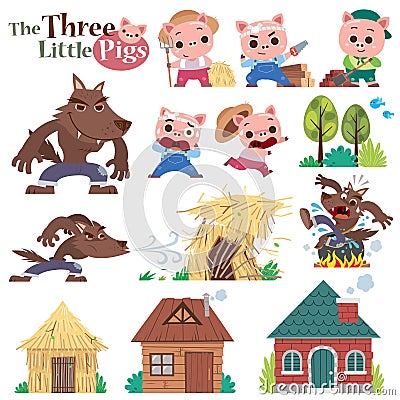 Three little pigs Vector Illustration