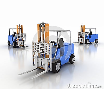 Three loaders without cargo Stock Photo