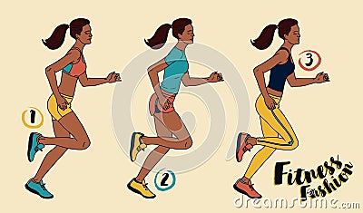 Three looks for jogging fashion Vector Illustration