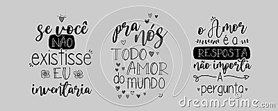 Three love lettering in Brazilian Portuguese vector Vector Illustration