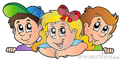 Three lurking childen Vector Illustration