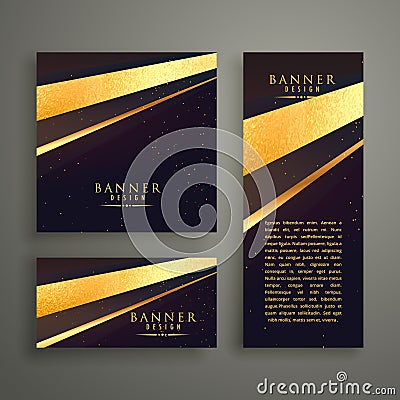 three luxury banners card design set Vector Illustration