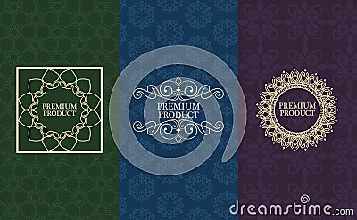 three luxury products labels Vector Illustration