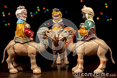 The Three Magi. Nativity scene figurines. Christmas traditions Stock Photo