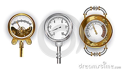 Three manometers on white background Vector Illustration