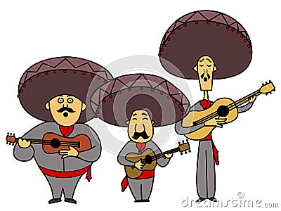 Three mariachi with guitars Stock Photo