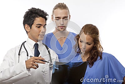 Three medical students/interns/nurdses Stock Photo