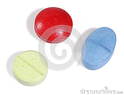 Three medicine pills Stock Photo