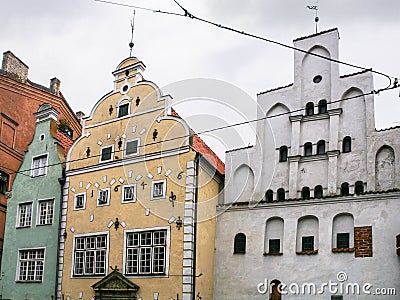 Three medieval houses (The three brothers) in Riga Stock Photo