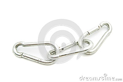 Three metal carabiner Stock Photo