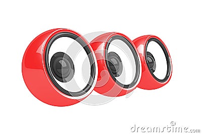 Three modern red speakers Stock Photo