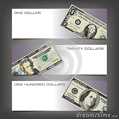 Three Money Banners Vector Illustration