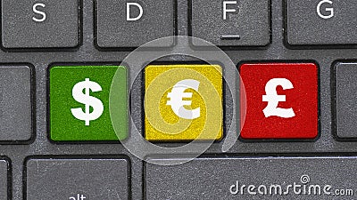 Three money keys on computer keyboard Stock Photo