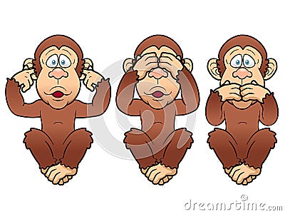 Three monkeys Vector Illustration