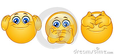 Three monkeys emoticons Vector Illustration