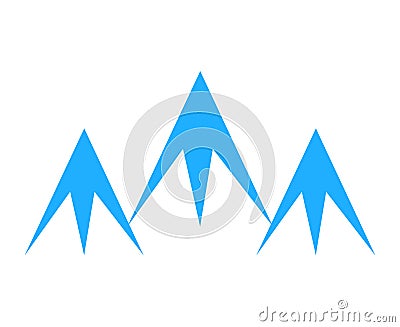 Three mountain peaks logo design Vector Illustration