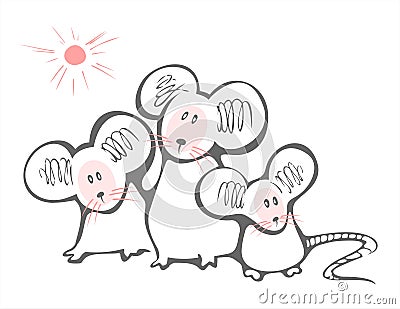 Three mousies Vector Illustration