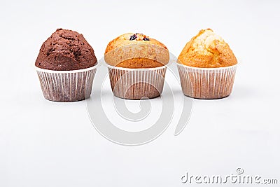 Three muffins isolated Stock Photo