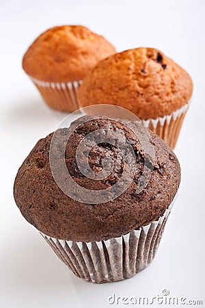 Three muffins in a row Stock Photo