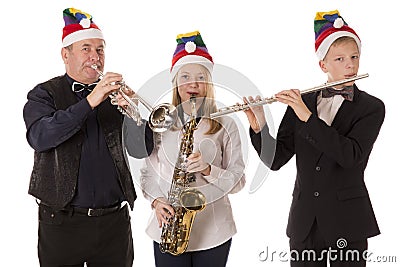 Three musicians play classical music Stock Photo