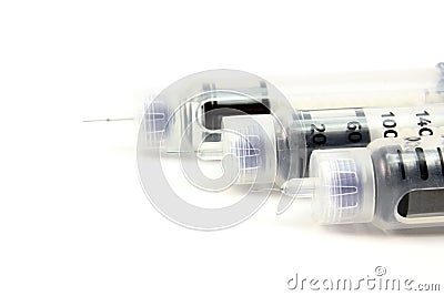 Three needle insulin pens Stock Photo