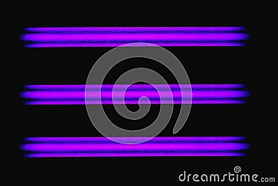 Three neon light ultraviolet blacklight lamps Stock Photo