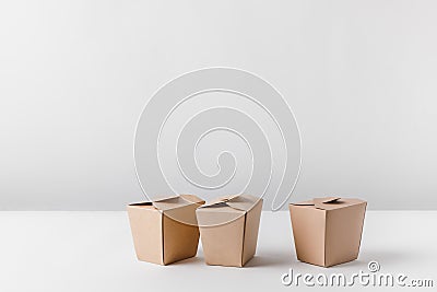 three noodles boxes Stock Photo