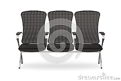 Three office chairs on white background. Isolated 3D illustration Cartoon Illustration
