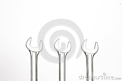 The three open - ended wrenches spanner. Stock Photo