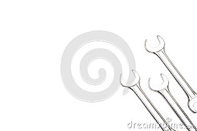 The three open - ended wrenches spanner. Stock Photo