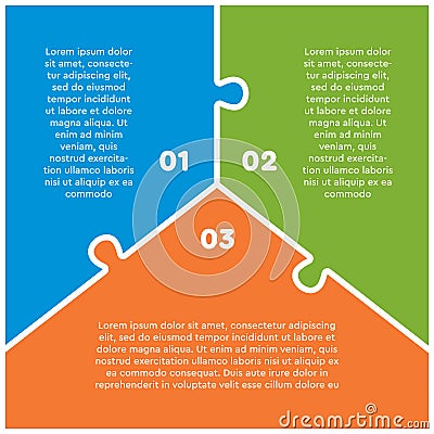 Three options puzzle jigsaw diagram info graphic Vector Illustration