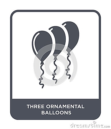 three ornamental balloons icon in trendy design style. three ornamental balloons icon isolated on white background. three Vector Illustration