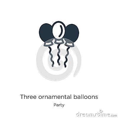 Three ornamental balloons icon vector. Trendy flat three ornamental balloons icon from party collection isolated on white Vector Illustration