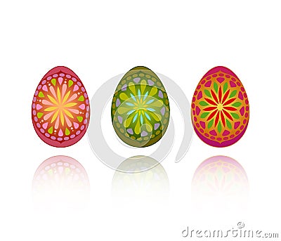 Three ornate eggs Vector Illustration