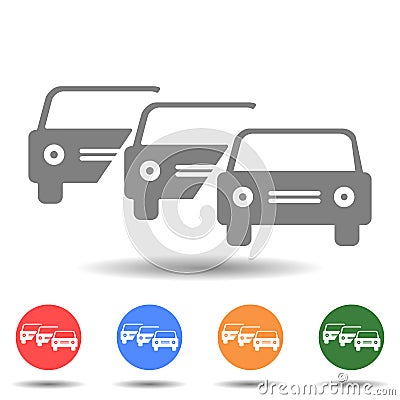 Three overlapping cars, heavy traffic jam Vector Illustration