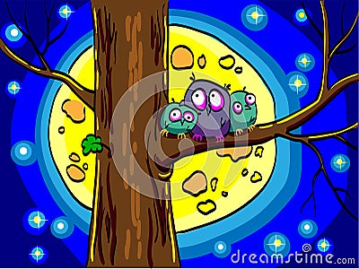 Three owls Stock Photo