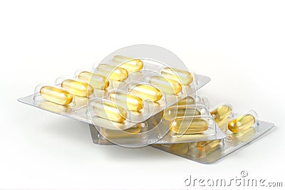 Three packs of gel capsules in blister Stock Photo