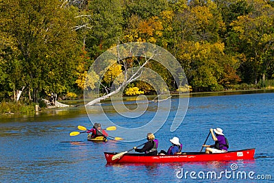 Canoeing on the Waters of the Skokie Lagoons Editorial Stock Photo