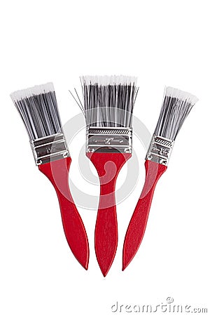 Three paint brushes of various sizes Stock Photo